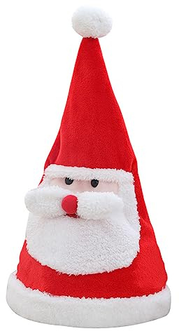 TITA-DONG Singende, Tanzende Weihnachtsmütze, Blinkende Weihnachtsmann-Mütze, Plüsch-Samt-Weihnachtsmütze in Traditionellem Rot-Weiß, Partymütze für Weihnachten, Neujahr, Partyzubehör,(#1)