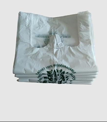 Lot 2000 Sac plastique bretelle biodégradable 25+13x45cm - Emballage alimentaire