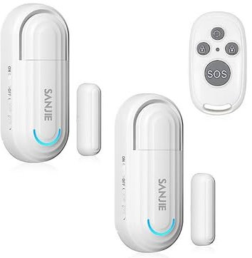 SANJIE Door Window Alarm with Remote for Home Security Kids Safety Demetia Patients,Door Window System for Shed Garage Burglar Anti-theft Alarms Security,4 Modes 0-120dB,Battery Included