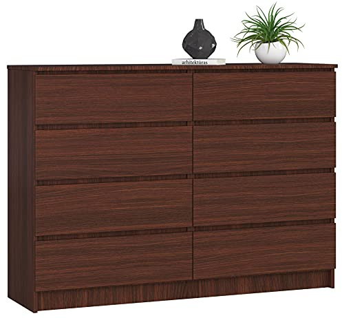 AKORD Commode K-140 avec 8 tiroirs | Commode Classique pour La Chambre, Salon | Meuble de Rangement | L60 x H57 x P35 cm | Poids 26 kg Wengé
