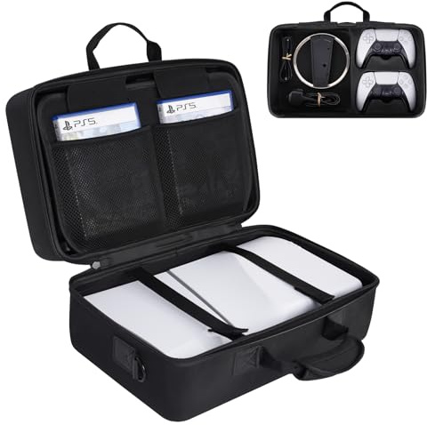 Diocall Custodia rigida compatibile con PS5 Slim 2023, custodia protettiva da viaggio per console PlayStation 5 Slim, controller DualSense, accessori