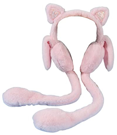 Girls Cartoon Animals Ear Shaped Ear Moving Jumping Earmuff Warm Plush Kitten Winter Earwarmer Cute For Cat Ear Fuzzy Earmuffs For Women Winter Cute Cartoon Earmuffs For Kids Boys Earmuffs For Women
