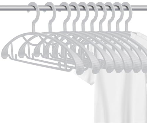 GEMWONDER Kunststoff-Kleiderbügel, extra dicker Kunststoff, breite Schulter, rutschfest, Standard-Kleiderbügel, ideal für den täglichen Gebrauch, Grau, 10 Stück, 2,8 cm Breite