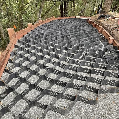 ALSUP Kiesgitter Kiesmatten Kieswaben, Rasengitter Geogitter Wabengitter Gitterplatten Bodengitter Bodenverstärkung, Terrassen, Schuppen,Landschaftsbau,5m x 10m (16.5ft x 33ft)