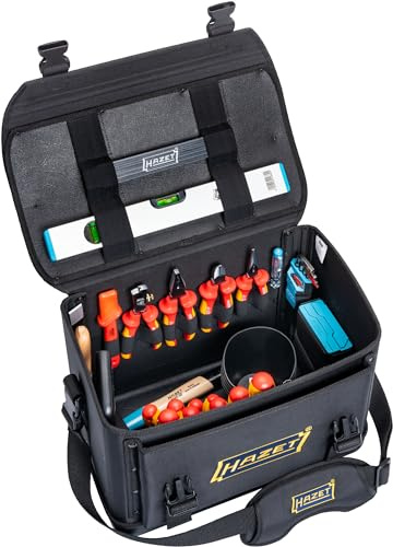 HAZET 191T-2/89 große Werkzeugtasche, Werkzeugkoffer mit 89 Werkzeugen, inkl. VDE-Werkzeuge, robust aus hochfestem Polyester, gepolsterter Schultergurt, organisierte Fächer