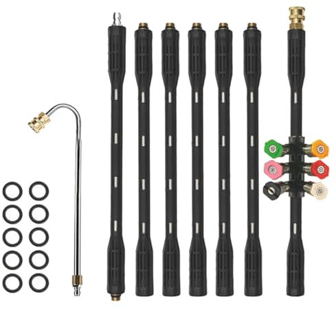 NICCOO Pressure Washer Extension Wand Gutter Cleaning Tool Roof Cleaner Lance 4000 PSI with 6 Nozzle Tips, 1/4 Quick Connect, 10 Rubber Ring