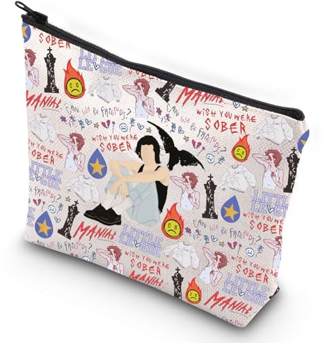 G2TUP Singer Album Cosmetic Makeup Bag Gray Music Fans Gift Singer Album Lyrics Zipper Pouch Bag Singer Concert Tour Merch (Wish You Were MG)