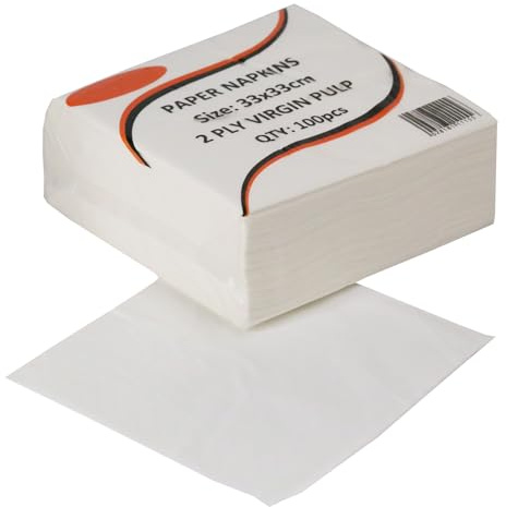 2-Ply Soft and Durable White Paper Napkins - 200 Pack, 33x33cm Perfect for Family Gatherings, BBQs, and Daily Use