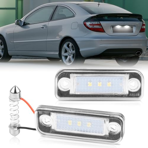 POPMOTORZ LED Kennzeichenbeleuchtung, LED Nummernschildbeleuchtung mit Canbus Fehlerfrei für Mercede-s Benz E-CLASS W211 4D E-CLASS W211 5D C-CLASS W203 5D CLS-CLASS C219 4D SLK-CLASS R171 2D, 2 Stück