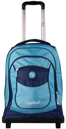 Colourbook Napoli - Zaino Trolley Scuola Con Sciarpa, Spallacci Uso Zaino, Scocca Antiurto, (Azzurro)