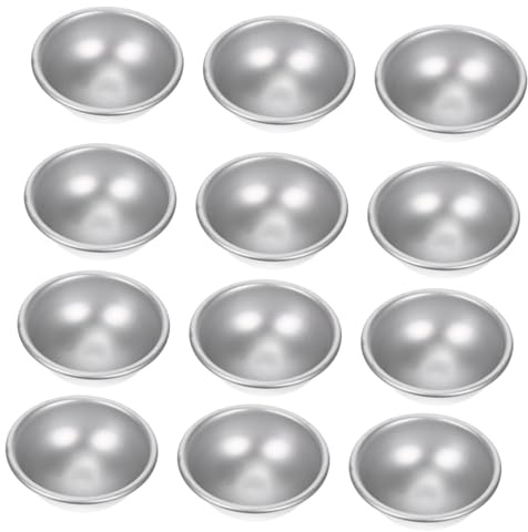 Hohopeti 12 Stück Kreative Badesalzformen aus Aluminiumlegierung Halbrunde Halbkugelformen Rostfrei für Selbstgemacht Badekugeln zu Hause