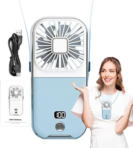 Ventilador de viaje plegable, ventilador pequeño recargable, ventilador de mano silencioso con 4 modos, ventilador portátil, ventilador de cuello multifuncional para viajes, trabajo, senderismo,