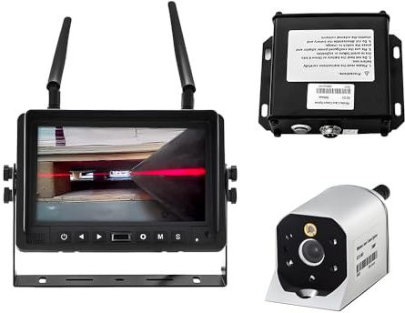 7 Zoll HD 1080P WirelessKamera, Gabelstapler WirelessKamera Unterstützung Videoaufzeichnung, Gabelstapler sichere Arbeit Überwachungssystem mit Laser-PositionierungKamera,Kamera mit magnetischen