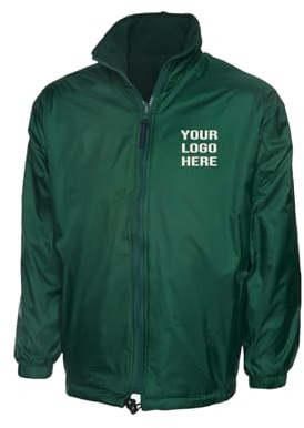 Personalised Embroidered Classic Reversible Fleece Jacket, Free Left Chest Text And Your Customise Logo, 100% Polyester Windproof Fleece Jacket, Casual Wear, Workwear Jacket Bottle Green