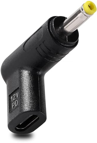KUOQIY USB C to DC 12V Adapter, USB 3.1 Type C USB-C Female to DC 4.0x1.7 mm Male Adapter PD Emulator Trigger 90 Degree Angled, for Routers, Optical Modems, Monitoring Equipment
