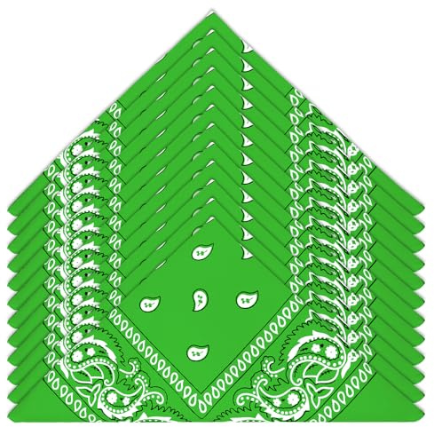 HOMIKLSA Bandanas för män och kvinnor, 12-pack paisley-halsdukar, cowboystil huvuddukar för mode och accessoarer bandana grön, Grön, 22