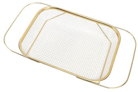 Großes erweiterbares Edelstahl-Sieb für die Spüle, feinmaschiger Korb für Küchenspüle, mit Griffen, einfach zu verstauen und zu verstauen, effiziente Kochvorbereitung (Gold)