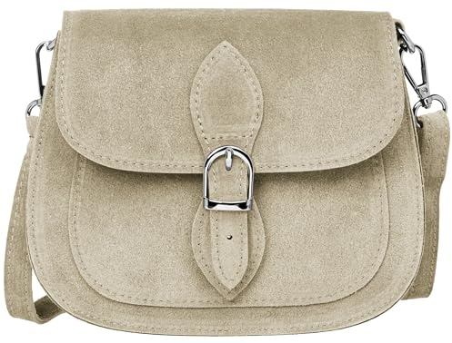 Caspar Leder Umhängetasche Dirndltasche Vintage Tasche kleine Trachtentasche Damen Handtasche aus Wildleder - CLASSIC LINE - Modell No.831 - Made in Italy