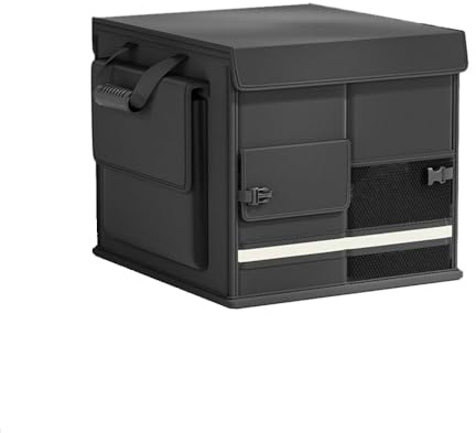 GJBHN Rangement Coffre de Voiture Organisateur pour Volkswagen ID. Buzz 2024 Organisateur de Stockage de Coffre Pliable Sac de Coffre BoîTe Stockage Voiture,29 * 29 * 34cm 30L-Black