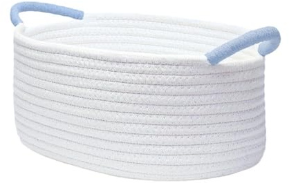 Cesto in corda di cotone intrecciato con manico pratico contenitore da scrivania per vari trucchi cosmetici accessori organizer per la casa