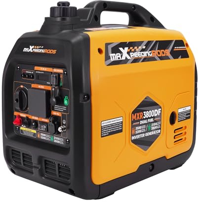 maXpeedingrods 3500W Dual Fuel Inverter Generator 4-Stroke Generator with Digital Meter for Ourdoor Camping, RV Travel, or Home