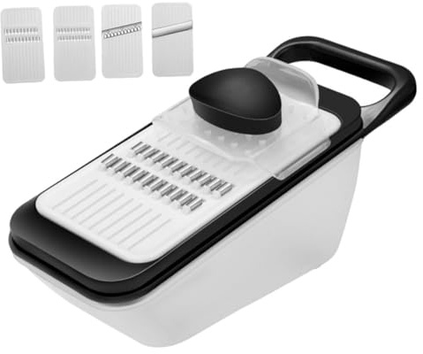 Hemobllo Cortador De Verduras Multiusos 4 Cuchillas Negro, Ajustable y Fácil De Limpiar, Triturador De Alimentos Para Cocina Doméstica, Para Frutas y Verduras