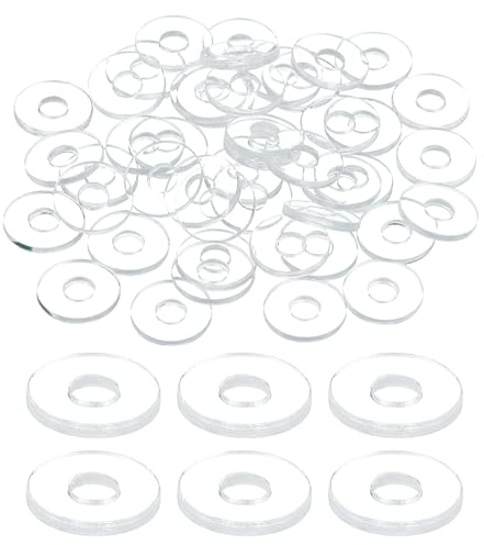 sourcing map 150 Pcs M3 PVC Flat Washers Clear Plain Washer 3mm ID 8mm OD 0.8mm Thick Round Flat Spacers for Screws Bolts Glass Shower Door Handle Bathroom