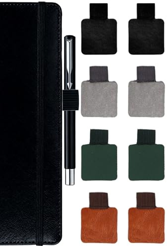 Forevat Stiftschlaufe Selbstklebend, 8 Stück Gemischte Farben Stifthalter, PU Leder Pen Loop, Stifthalter Notizbuch mit Elastische Schlaufe, für Notizbuch Tagebuch Kalender Tablet