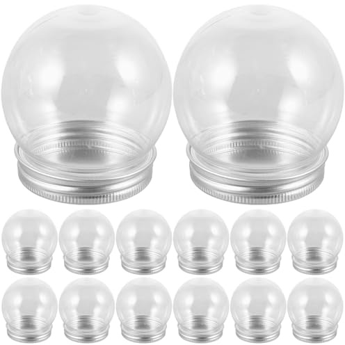 LOORGVEL 16pcs DIY Plastic Snow Globes with Screw Off Aluminum Caps Clear Water Globes for Crafting and Home Decor Safe Material for Creative