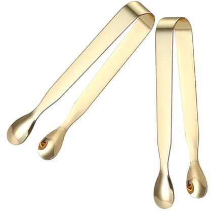 SAFIGLE Pinzas para Azúcar y Cubitos de Hielo de Acero Inoxidable 430 Doradas 2 Piezas Tamaño Pequeño Aptas para Servir Alimentos y Té Ideales para Cócteles y Uso Bar
