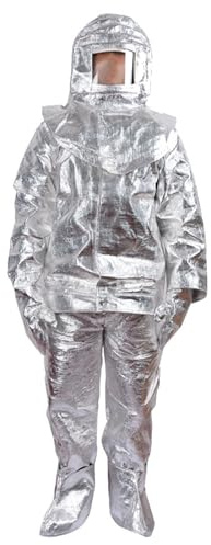 Tuta ignifuga, tuta ignifuga contro le radiazioni termiche, tute ignifughe da 500 a 1000 °C, tuta in alluminio, uniforme ignifuga termoprotettiva(500℃(932℉),X-Large)