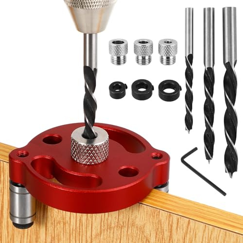 HOMSFOU Kit Localizzatore di Punzoni in Lega di Alluminio per Lavorazione del Legno, Dima per Fori Tascabili e Cerniere, Strumento di Precisione per Falegnami e Fai-da-te