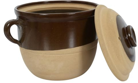 DOITOOL Olla para Guisar de Barro 2l Doble Asa Cazuela Tradicional Resistente al Calor Utensilios de Cocina para Hogar y Estufa