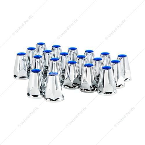 UNITED PACIFIC 10073 Wheel Lug Nut Cover, 33mm x 2-3/4, Blue Reflector, with Flange, Push-On Style