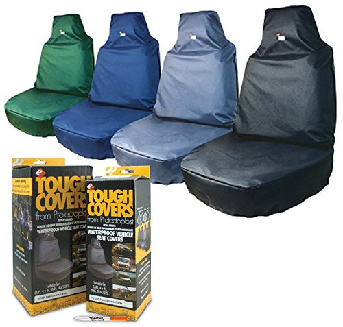 TigerBox TOUGH COVERS Universal Fit Extra Strong Heavy Duty Waterproof Vehicle Front Seat Cover - Black
