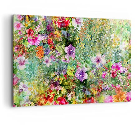 Deco Cadre Décoration Salon fleur été nature Moderne Impression sur Toile 120x80cm Image Tableau Decoration Murale Chambre Cuisine Horizontal Art Wall Grand Tableaux Decoratifs Muraux AA120x80-3842