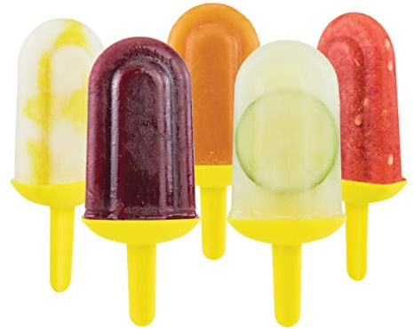 Tovolo Classic Freezer Pop Molds for Frozen Popsicles 5 Pack for Kids and Toddlers, Easy to Fill Reusable Popsicle Molds with Sticks No Mess Drip Guard Quick Clean Dishwasher Safe, Sun Ray Yellow