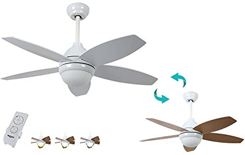 Bastilipo - Ventilador de techo con mando a distancia y luz LED, 60w, 107 cm, Bali Blanco LED