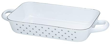 Riess, 0049-066, Bratpfanne 26x17cm, PÜNKTCHEN GRAU, Emaille, Vol. (rec.): 1,4 Liter, Made in Österreich, LBH: 34,3x17,3x5,0cm, 0,617kg, Bratpfanne, Emailliert, Kratzfest, Ofenfest