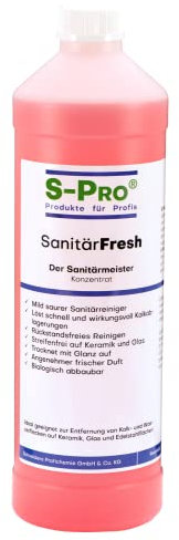 S-Pro SanitärFresh 1 Liter Sanitärreiniger Konzentrat für Bad und Toilette, gegen Kalk und Wasserflecken, Reiniger Sanitär mit Frischeduft und Glanzeffekt