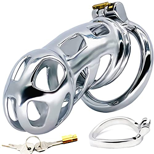 Keuschheitskäfig Edelstahl Herren Metall Lang Peniskäfig Cock Cage Penis Käfige Belüftung Keuschheitsgürtel Für Männer Chastity Cage Male Bondage Sexspielzeug Keuschheit Gerät,Bogenring 50mm