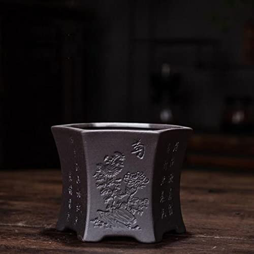 SARGE Argile Pourpre orchidée Prune Motif Floral Pot de Fleurs Vase à bonsaï avec Un Trou Pot de Fleurs Fleuriste conteneur Ornements décorations de Maison