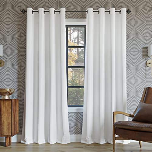 Sun Zero Nordic 2-Pack Theater Grade Noise Reducing Extreme 100% Blackout Grommet Curtain Panel Pair, 52 x 120, White