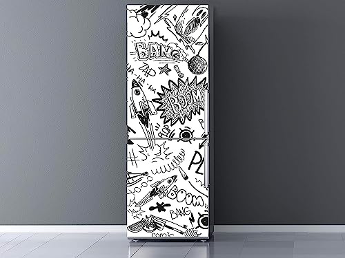 Oedim Vinile Frigorifero Comic, Vinile Premium, 185 x 60 cm | Adesivo resistente e di facile applicazione | Adesivi per frigorifero economici ed eleganti | Vinile frigorifero