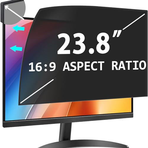 PYS 23,8 Zoll Blickschutzfolie für 16:9 Ultra-Slim Bezel Monitor | Selbstklebend Abnehmbar Blickschutzfilter Blendfrei Blaulicht Blocking Bildschirm Schutzfolie