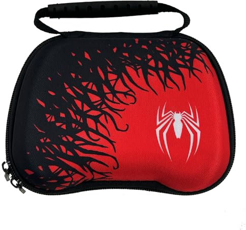 ElitePlay Spider Design PS5 Controller, Xbox Series X/S, custodia da trasporto EVA per controller di gioco resistente custodia protettiva rigida per controller wireless Sony Playstation 5, Rosso e