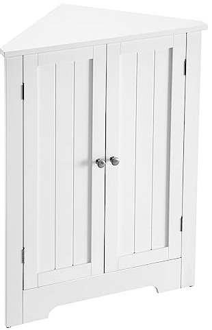 VASAGLE Eckschrank, Badezimmerschrank, mit Türen, verstellbare Ablage, für Badezimmer, Küche, Wohnzimmer, modern, Landhausstil, wolkenweiß BBC844P31