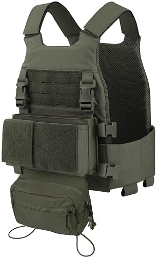 KRYDEX Gear FCS Taktische Weste Plattenträger Low Profile Airsoft Weste Verstellbarer MOLLE Platten Träger Brustschützer für Paintball-Spieltraining Jagd im Freien CS