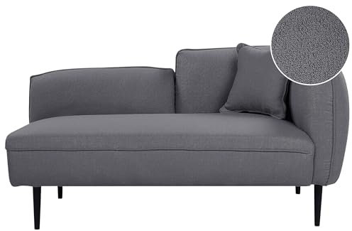 Beliani Chaiselongue Bouclé grau rechtsseitig mit Kissen Metallgestell modern Chevannes