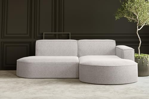 Kaiser Möbel - Ecksofa mit Wohnlandschaft, Eckcouch L-Form, Sofa 3-sitzer, Polstersofa, Bequemes Couch mit Ottomane für Wohnzimmer, Relaxsofa, Lounge-Set, Verita Stoff, Modena Studio, Beige, Rechts